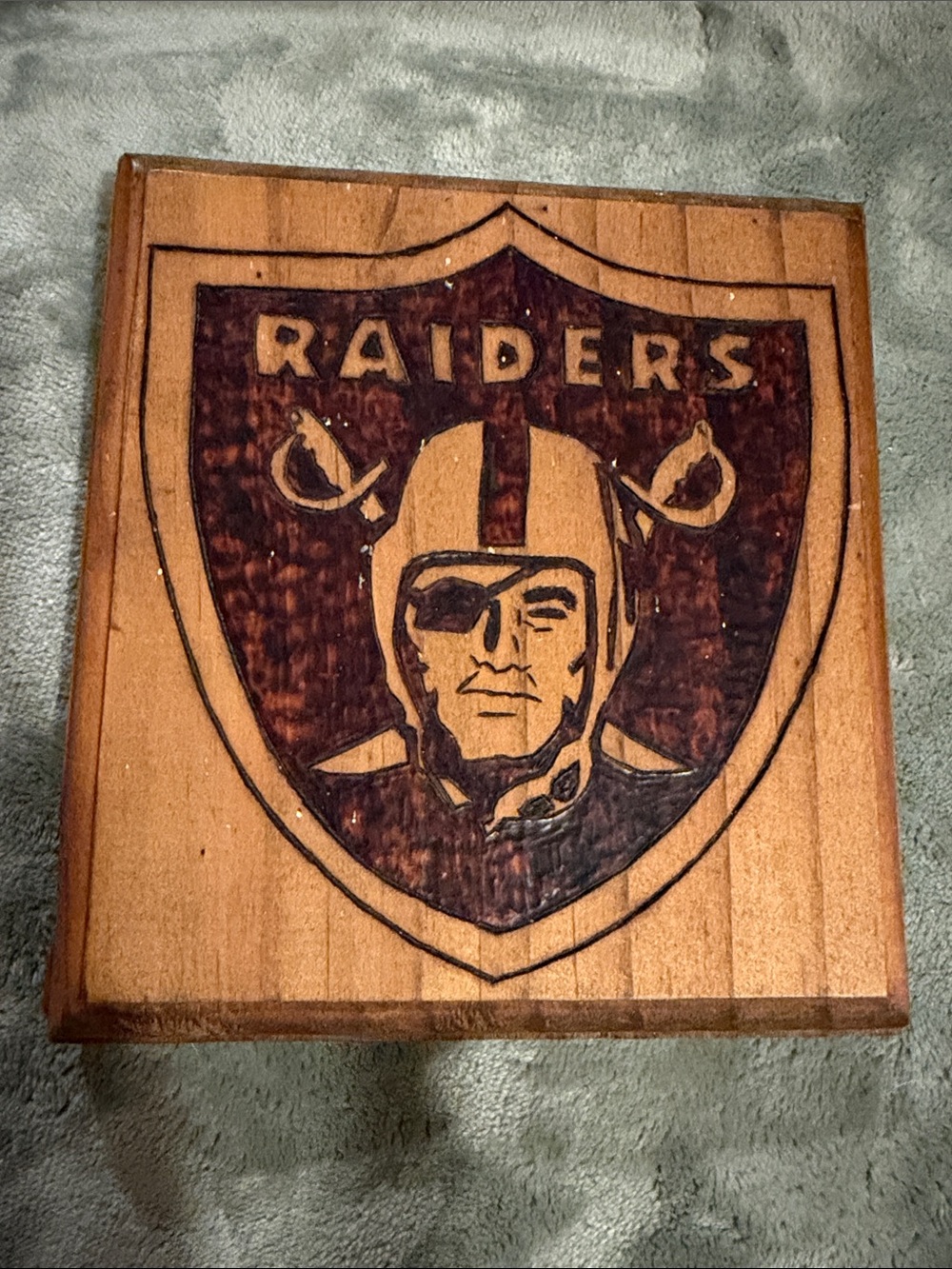 Handmade Wood Burned Las Vegas Raiders Logo Plaque Sign Wall Decor